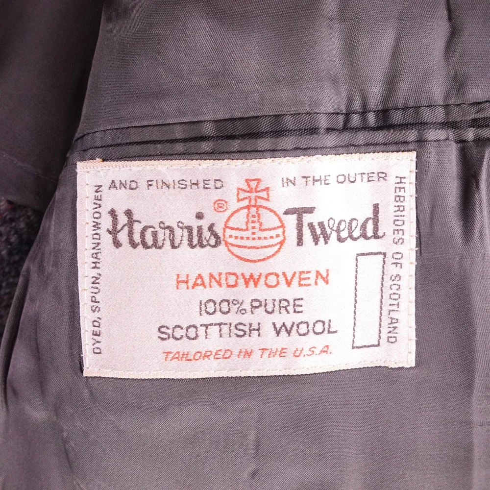 Harris Tweed Mens Grey Herringbone Red Pinstripe Wool Blazer Sport Coat 46R
